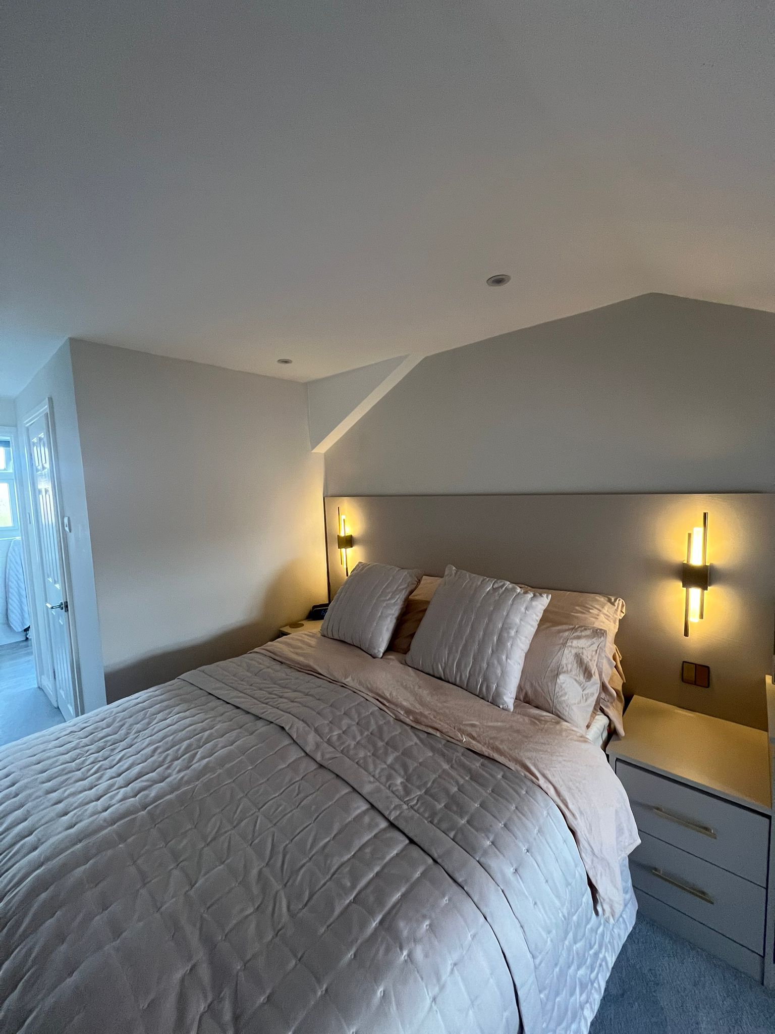 Loft Bedroom with Built-in Headboard & Lights